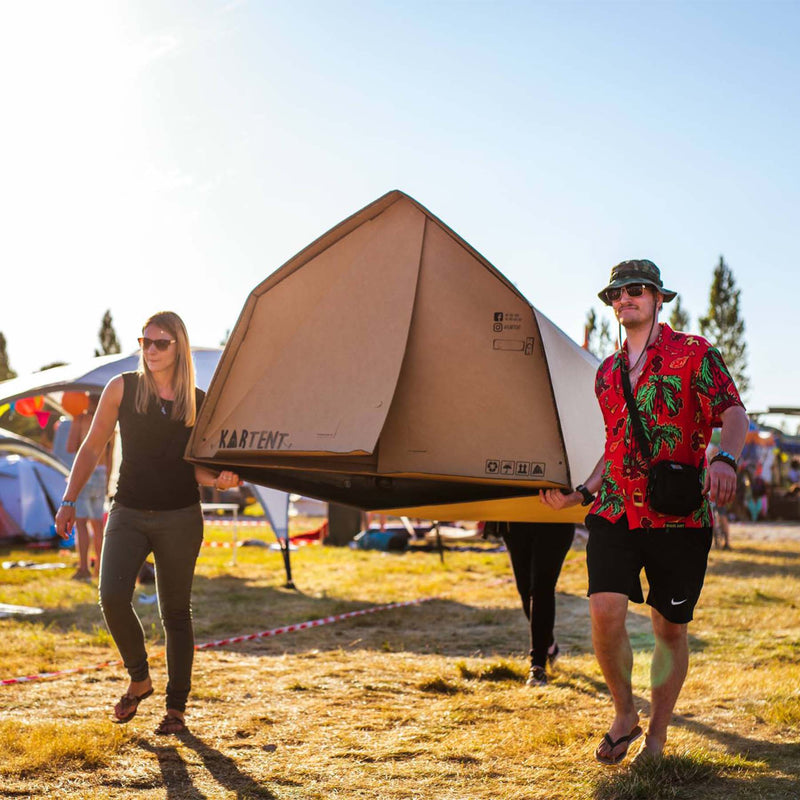 Nachhaltiges Zelt für Festivals aus Pappe wasserfest