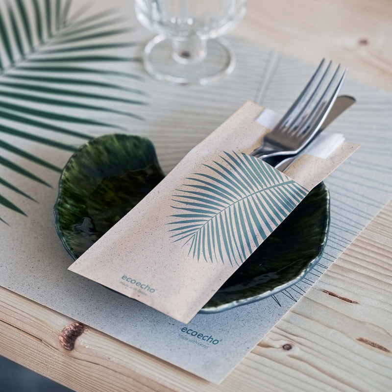 Tischset aus Graspapier mit Bestecktasche aus Graspapier | Tischset aus Graspapier mit passender Bestecktasche